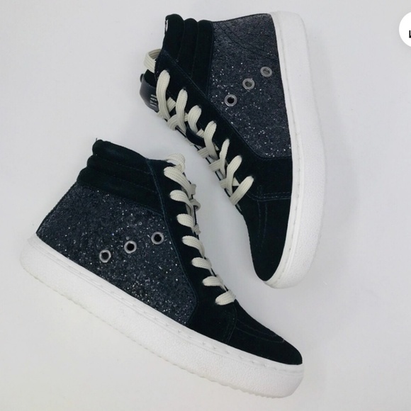 Steve Madden  Serena Black sequin Hi top sneaker, 8.  CB2164 - Picture 9 of 9